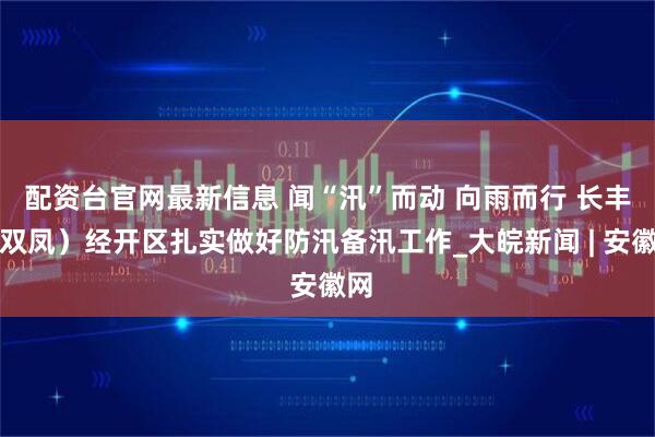 配资台官网最新信息 闻“汛”而动 向雨而行 长丰（双凤）经开区扎实做好防汛备汛工作_大皖新闻 | 安徽网